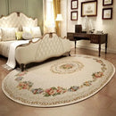 Tapete Oval de Pelúcia – Estilo Europeu Floral Pastoral