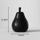 Esculturas Decorativas Frutas Listradas – Maçã e Abacaxi em Resina Minimalista Preto e Branco